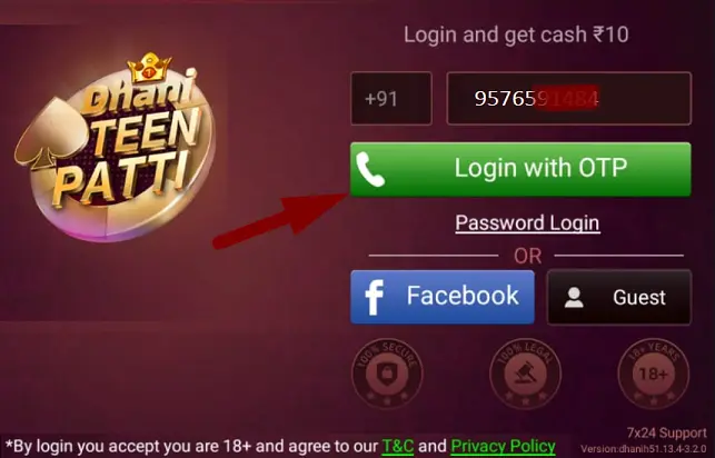 Dhani Teen Patti App Sign up and Login 